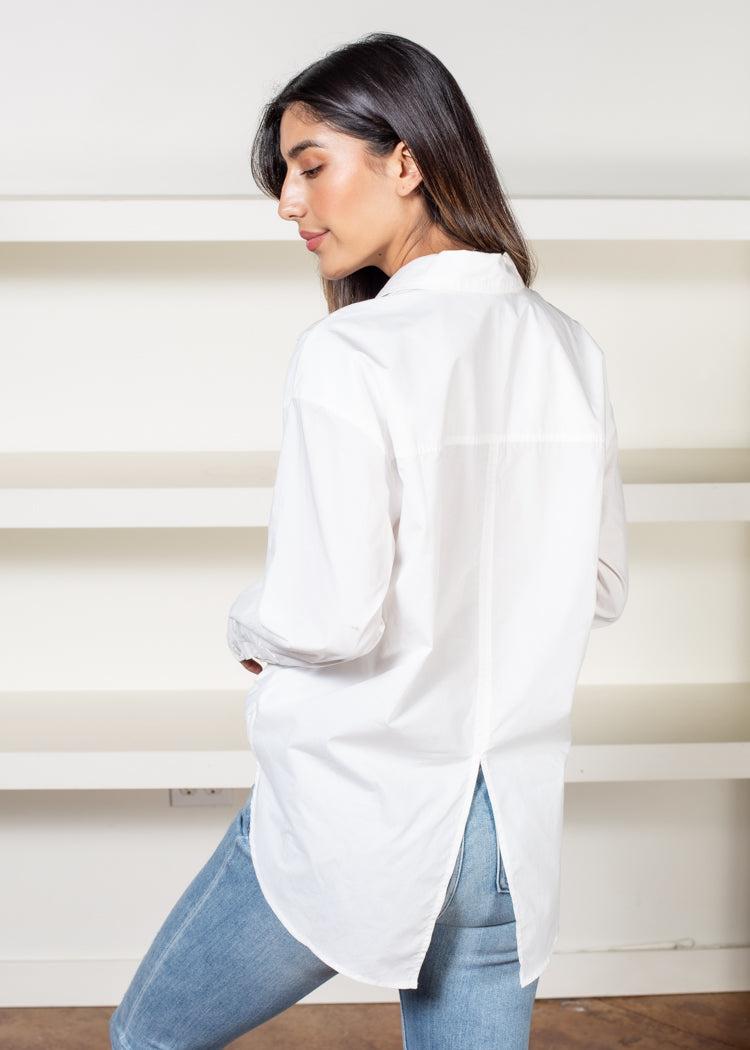 Sanctuary Slit Back White Tunic-Hand In Pocket