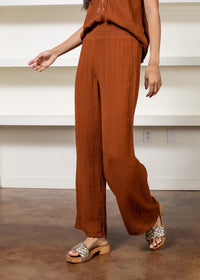 Michael Stars Susie Smocked Wide Leg Pant-Hand In Pocket