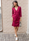 Bobi V Neck Tab Sleeve Shirt Dress-Pinot ***FINAL SALE***-Hand In Pocket