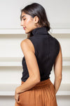 Michael Stars Hilary Turtleneck Shell-Black-Hand In Pocket