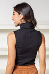 Michael Stars Hilary Turtleneck Shell-Black-Hand In Pocket