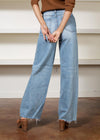 Blank NYC The Franklin Ribcage Wide Leg Jean-Hand In Pocket