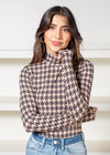 Sanctuary Slinky Mock Tee- Houndstooth-Hand In Pocket