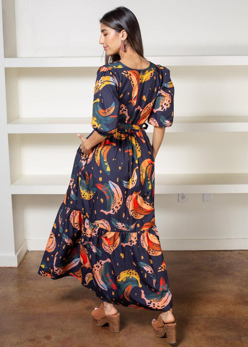 Maude Molly Dress- Navy Print-Hand In Pocket