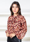 Sanctuary Tie Neck Blouse- Strawberry Fields-Hand In Pocket