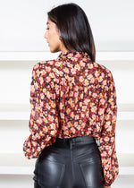 Sanctuary Tie Neck Blouse- Strawberry Fields-Hand In Pocket