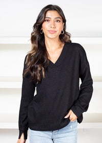 Sanctuary Waffle Tunic - Black-Hand In Pocket