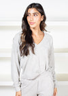 Bobi Cropped V-Neck Sweatshirt-Hand In Pocket