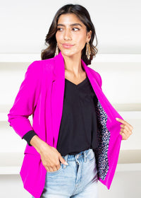 Stella 3/4 Sleeve Blazer - Violet Magenta-Hand In Pocket