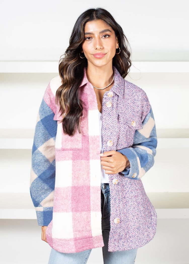 Astrid Long Plaid Coat-Hand In Pocket