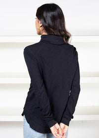 Rib Curved Hem Turteneck-Black ***FINAL SALE***-Hand In Pocket