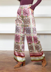 Aria Printed Satin Pant***FINAL SALE***-Hand In Pocket