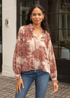 Elan Toile Printed Long Sleeve Top-***FINAL SALE***-Hand In Pocket