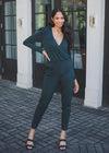 Bobi Long Sleeve Surplice Jumpsuit -***FINAL SALE***-Hand In Pocket