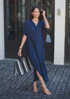 Elan Mustique Cover Up Maxi Dress - Navy-Hand In Pocket