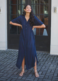 Elan Mustique Cover Up Maxi Dress - Navy-Hand In Pocket