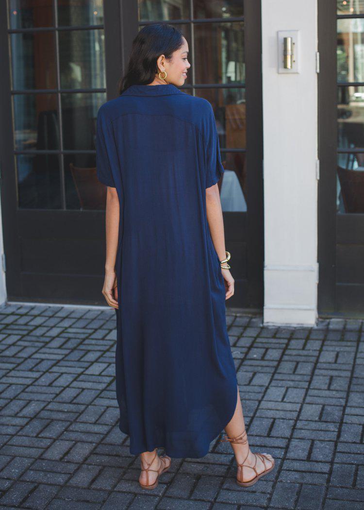 Elan Mustique Cover Up Maxi Dress - Navy-Hand In Pocket