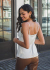 Culebra Satin Cowl Neck Tank - Cream-Hand In Pocket