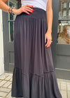 Bobi Smocked Waist Tiered Maxi Skirt-Hand In Pocket