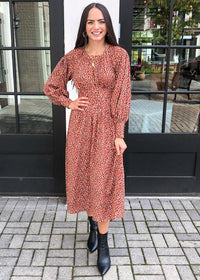 BB Dakota Wild in Style Long Sleeve Midi Dress - Rust ***FINAL SALE***-Hand In Pocket