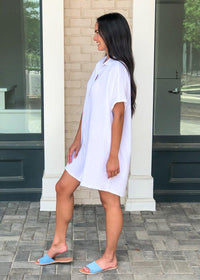 Stark X Button Front Shirtdress-White-***FINAL SALE***-Hand In Pocket