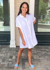 Stark X Button Front Shirtdress-White-***FINAL SALE***-Hand In Pocket