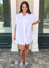 Stark X Button Front Shirtdress-White-***FINAL SALE***-Hand In Pocket