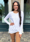 Bobi Long Sleeve Scoop Neck Twist Front Tee-***FINAL SALE***-Hand In Pocket