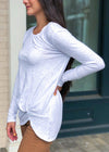 Bobi Long Sleeve Scoop Neck Twist Front Tee-***FINAL SALE***-Hand In Pocket