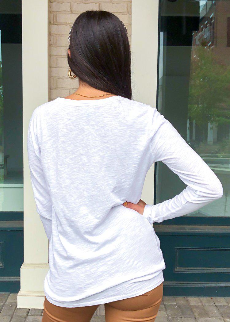 Bobi Long Sleeve Scoop Neck Twist Front Tee-***FINAL SALE***-Hand In Pocket