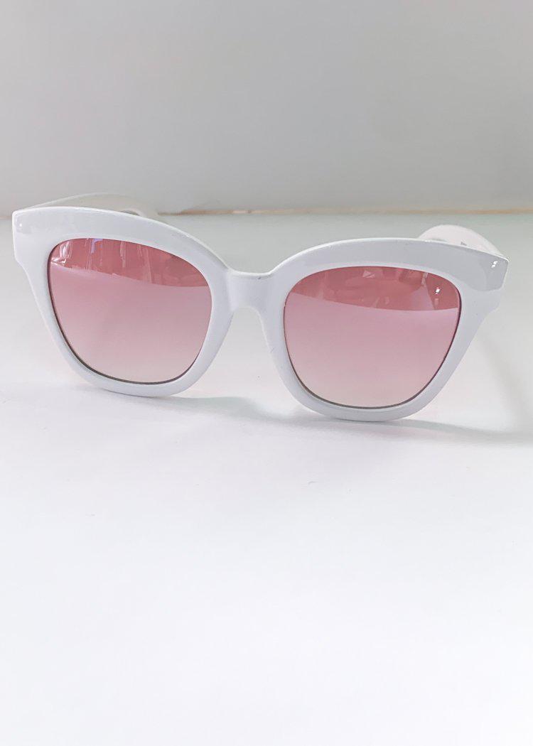 AJ Morgan Resplendid Square Cat Eye Sunglasses - White-Hand In Pocket