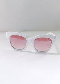 AJ Morgan Resplendid Square Cat Eye Sunglasses - White-Hand In Pocket