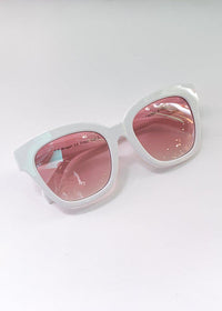 AJ Morgan Resplendid Square Cat Eye Sunglasses - White-Hand In Pocket