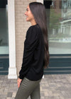 Bobi Puff Shoulder Sweatshirt-Cream-Hand In Pocket