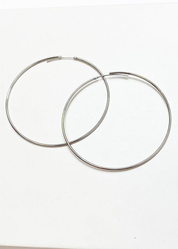 Khloe Thin Oversized Silver Hoops-Hand In Pocket