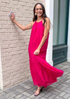 FRNCH Atika High Neck Halter Maxi Dress - Fuchsia ***FINAL SALE***-Hand In Pocket