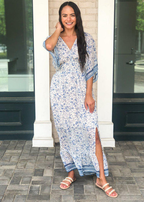 Amelia Island Floral Print Maxi Dress-Hand In Pocket