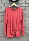 Bobi Long Sleeve Scoop Neck Twist Front Tee-***FINAL SALE***-Hand In Pocket