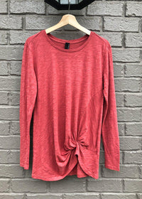 Bobi Long Sleeve Scoop Neck Twist Front Tee-***FINAL SALE***-Hand In Pocket