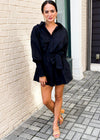 Eva Dolman Sleeve Tie Waist Romper-Black-***FINAL SALE***-Hand In Pocket