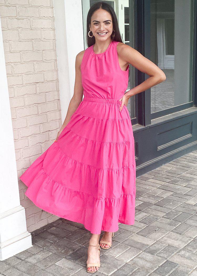 Canguu Side Cut Out Maxi- Pink-Hand In Pocket