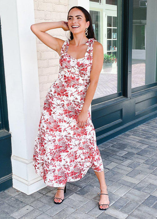 Flamenco Tie Shoulder Midi Dress-Hand In Pocket