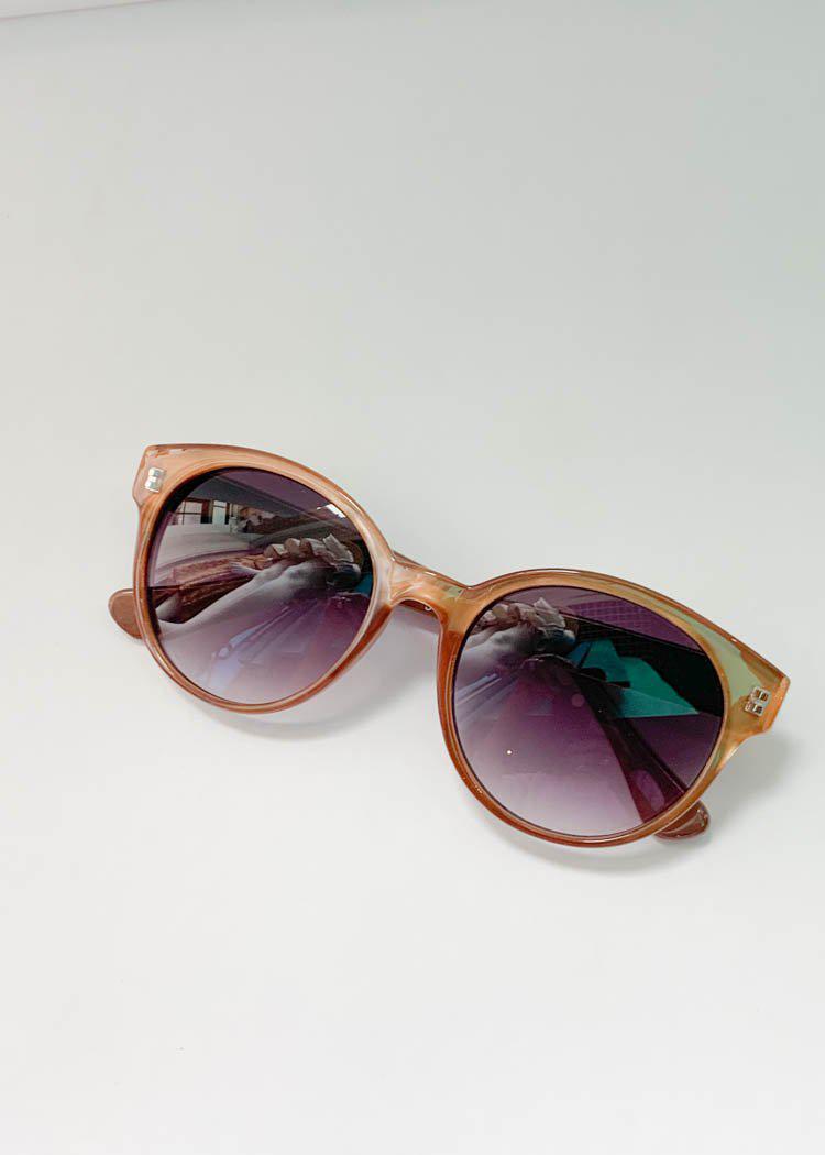 AJ Morgan Millie Modern Cat Eye Sunglasses-Brown-Hand In Pocket