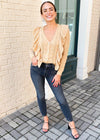 Elan Cece V Neck Ruffle Detailed Cardigan-***FINAL SALE***-Hand In Pocket