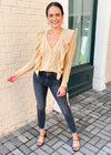 Elan Cece V Neck Ruffle Detailed Cardigan-***FINAL SALE***-Hand In Pocket