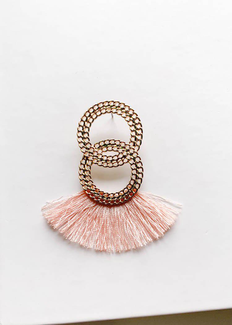 Basin Double Circle Fringe Drop - Pink-Hand In Pocket