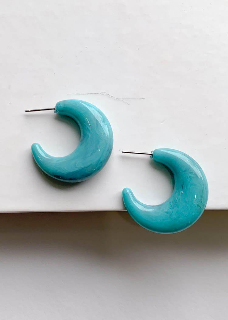 Bondi Acrylic Huggie Hoops - Turquoise-Hand In Pocket