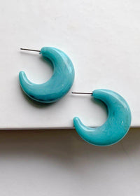 Bondi Acrylic Huggie Hoops - Turquoise-Hand In Pocket