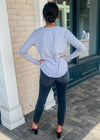 Bobi Long Sleeve V Neck Center Seam Tee-Dove-Hand In Pocket