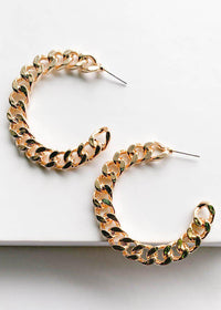 Bronte Chunky Chain Hoops - Gold-Hand In Pocket